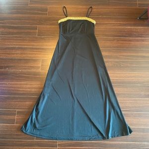 VTG 1970s Gold and Black Empire Maxi Dress ✨